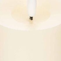 Article Bougie pilier LED en cire véritable blanche avec fonction minuterie, blanc chaud, 15 cm