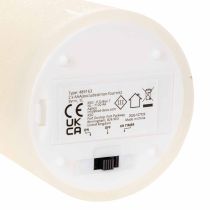 Article Bougie pilier LED en cire véritable blanche avec fonction minuterie, blanc chaud, 15 cm