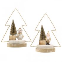 Article Déco de table Noël LED sapin Pour pile H21cm, lot de 2