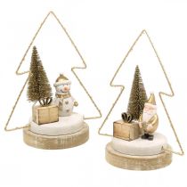 Article Déco de table Noël LED sapin Pour pile H21cm, lot de 2