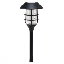 Torche LED Torche Solaire de Jardin Noir Blanc Chaud H42cm