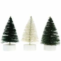 Article Sapin de Noël LED vert / blanc 10cm 3pcs