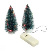 Article Sapin de Noël LED mini artificiel pour batterie 16cm 2pcs