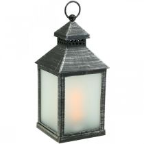 Lanterne LED avec Minuterie Déco Lanterne Vintage Silver H23cm