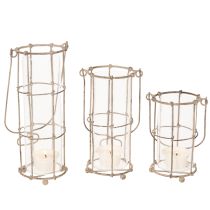 Article Lanterne de jardin, lampe à vent en métal Ø8,5 cm H23/18,5/14,5 cm, lot de 3