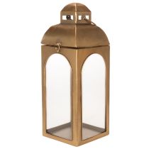 Article Lanterne en métal, verre et aspect laiton, hauteur 50 cm, lot de 2