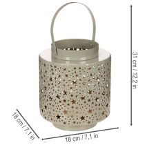 Article Lanterne à motif d'étoiles, en métal vert, 31 cm
