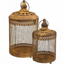 Lanterne look rouille déco jardin été Ø15.5/19.5cm H29/36cm lot de 2