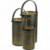 Article Lanternes décoratives, lanterne métal motif trou H35,5/31/25cm lot de 3