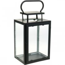 Lanterne décorative en métal noir, lanterne rectangulaire en verre 19x15x30,5cm