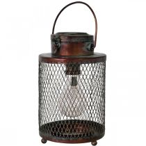 Lanterne en métal, lampe solaire, LED, optique antique Ø13,5cm H28,5cm