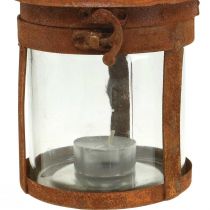 Article Lanterne en métal patiné, décoration estivale, lanterne en métal rouillé H18cm Ø10cm