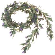 Guirlande de Fleurs de Lavande Artificielle Violet Vert 180cm 2pcs