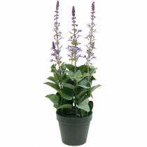 Article Plante de lavande décorative, pot de lavande méditerranéenne, fleur artificielle violette