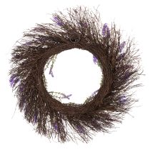 Article Couronne de lavande artificielle printanière, décoration de porte, couronne décorative pour l'entrée, 60 cm