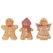 Article Figurine décorative artificielle de bonhomme en pain d'épice, 8 cm, 3 pièces
