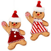 Article Décoration de Noël bonhomme en pain d&#39;épices à suspendre marron H21cm 2pcs