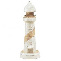 Article Phare Bois Décoration Maritime Blanc Naturel Ø10,5cm H28,5cm