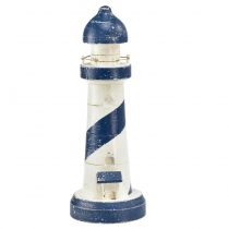 Décoration de table Phare Maritime bleu blanc Ø10,5cm H28,5cm