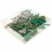 Article Libellules à disperser, décoration d'été en bois, décoration de table verte 48 pcs