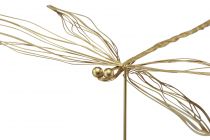 Article Bouchon de fleur décoratif en métal libellule été doré W28cm 2pcs