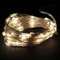 Article Guirlande lumineuse 50 micro LED blanc chaud avec minuterie et piles, 6 pièces