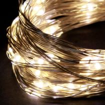 Article Guirlande lumineuse 50 micro LED blanc chaud avec minuterie et piles, 6 pièces