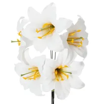 Article Lys artificiel blanc, sur fil de fer, taille moyenne, 35 cm, lot de 5