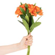 Article Alstroemeria artificielle orange, bouquet décoratif artificiel, 75 cm, 3 pièces