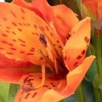 Article Alstroemeria artificielle orange, bouquet décoratif artificiel, 75 cm, 3 pièces