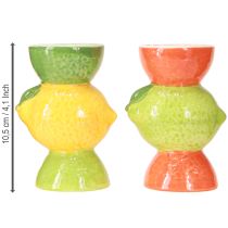 Article Bougeoir décoratif citron vert et citron en céramique H10,5 cm 2 pièces