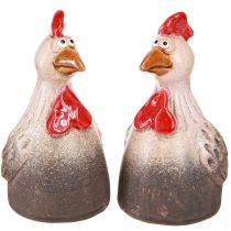 Article Décoration de Pâques en céramique Poulet drôle 13,5cm 2pcs