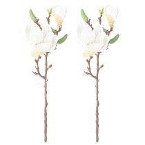 Article Magnolia Blanc Boutons De Fleurs Artificielles Décoration Branche H40cm 2pcs