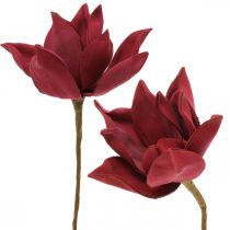 Article Magnolia artificiel rouge fleur artificielle décoration florale en mousse Ø10cm 6pcs