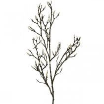 Branche de Magnolia Artificielle Décoration Printemps Branche avec Bourgeons Marron Blanc L135cm
