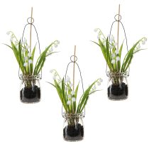 Article Muguet artificiel en pot en forme de fleur précoce H22cm 3pcs
