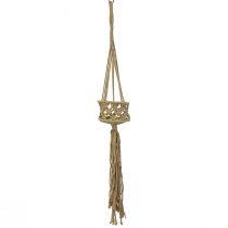 Décoration macramé à suspendre bohème marron beige Ø12cm H79cm