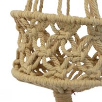 Article Décoration macramé à suspendre bohème marron beige Ø12cm H79cm