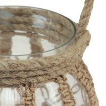 Article Pot en verre décoratif suspendu en verre macramé transparent Ø16cm H29cm