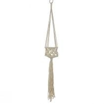 Décoration à suspendre macramé crème style bohème Ø12cm H79cm