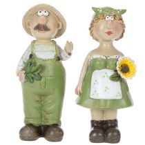 Article Figurines décoratives représentant un couple de paysans, décoration d'intérieur amusante pour le salon et l'été, 17 cm, lot de 2.