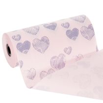 Article Papier d'emballage fleuri à motifs de cœurs pour créations florales décoratives, 25 cm x 25 m