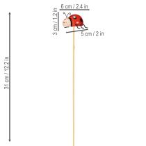 Article Piquets de jardin coccinelle, décoration printanière et estivale, ornement floral, 31 cm, lot de 4