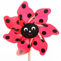 Coccinelle Pinwheel Décoration de Jardin Moulin à Vent Rouge Ø16.5cm