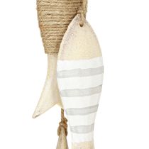 Article Suspension décorative maritime avec 6 poissons en bois à suspendre 88cm