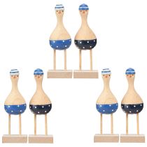 Article Mouettes décoratives maritimes en bois bleu bleu foncé H14cm 6 pcs