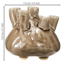 Article Vase Maritime en Céramique Aspect Corail Marron Ø11.5cm H10cm
