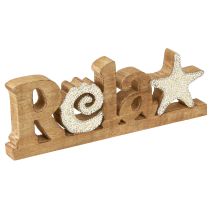 Article Décoration de table maritime « Relax » sur pied en bois de manguier 28×10cm