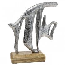 Article Décoration maritime, poisson déco métal, poisson déco argent H18cm