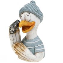 Article Décoration maritime mouette décoration de table bleu blanc argent H11cm 2pcs